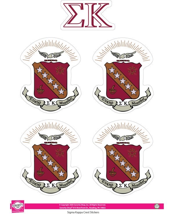 Sigma Kappa Crest Sticker Sheet Cheap