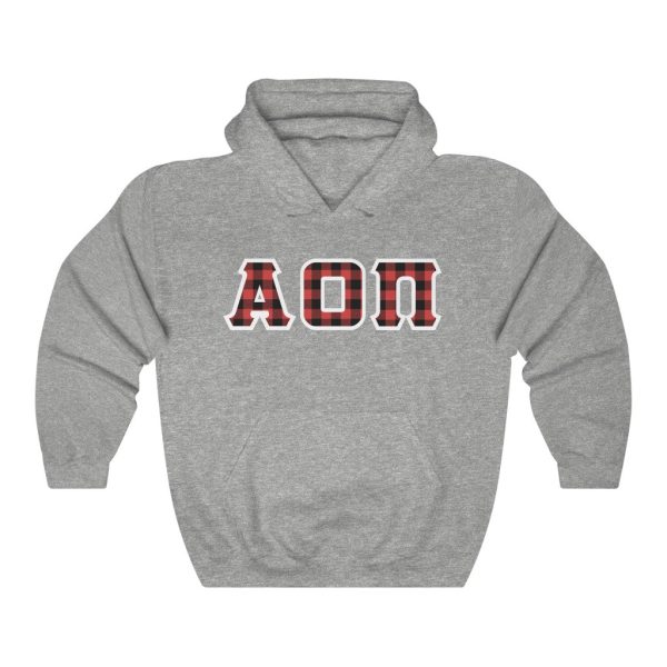 Alpha Omicron Pi Printed Letters | Buffalo Plaid Hoodie Online now