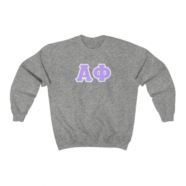 Alpha Phi Printed Letters | Violet & White Border Crewneck Discount