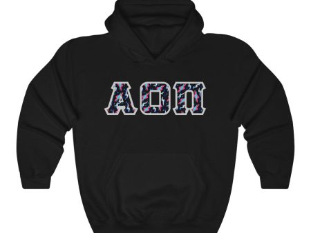 Alpha Omicron Pi Printed Letters | Bayside Black Hoodie For Sale