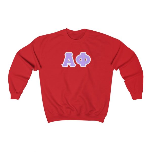 Alpha Phi Printed Letters | Violet & White Border Crewneck Discount