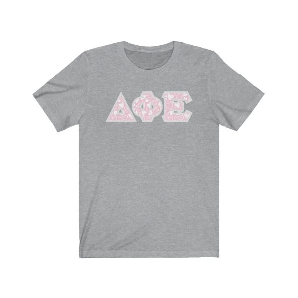 Delta Phi Epsilon Printed Letters | Chalky Hearts T-Shirt For Cheap