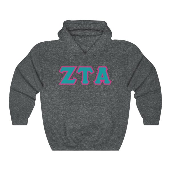 ZTA Printed Letters | Turquoise & Hot Pink Border Hoodie Online now