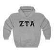 ZTA Printed Letters | Black with Grey Border Hoodie For Discount