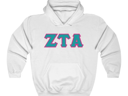 ZTA Printed Letters | Turquoise & Hot Pink Border Hoodie Online now