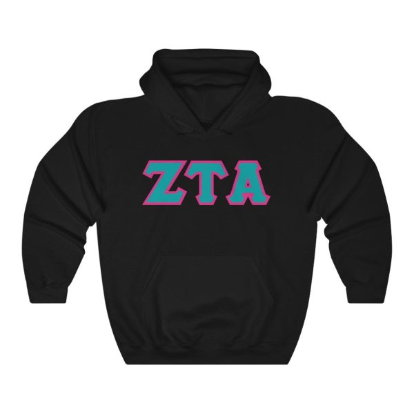 ZTA Printed Letters | Turquoise & Hot Pink Border Hoodie Online now