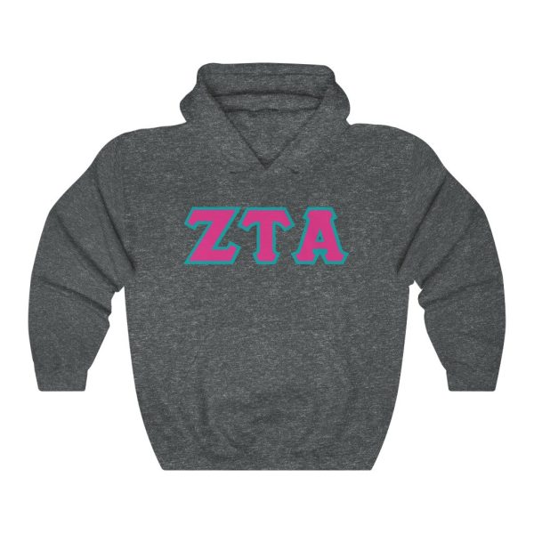 ZTA Printed Letters | Hot Pink & Turquoise Border Hoodie For Discount