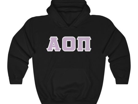 Alpha Omicron Pi Printed Letters | Lavender with White Border Hoodie Discount