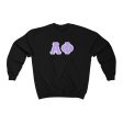 Alpha Phi Printed Letters | Violet & White Border Crewneck Discount