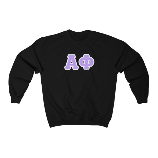 Alpha Phi Printed Letters | Violet & White Border Crewneck Discount