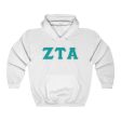 ZTA Printed Letters | Turquoise with Grey Border Hoodie on Sale