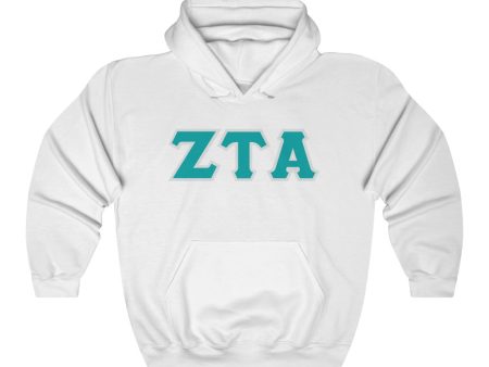 ZTA Printed Letters | Turquoise with Grey Border Hoodie on Sale