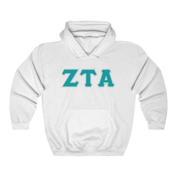 ZTA Printed Letters | Turquoise with Grey Border Hoodie on Sale