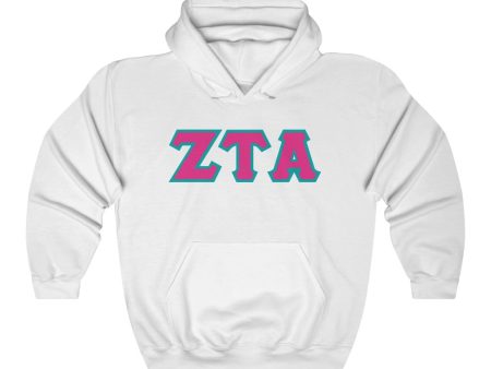 ZTA Printed Letters | Hot Pink & Turquoise Border Hoodie For Discount