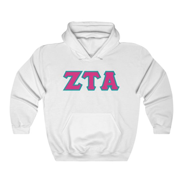 ZTA Printed Letters | Hot Pink & Turquoise Border Hoodie For Discount