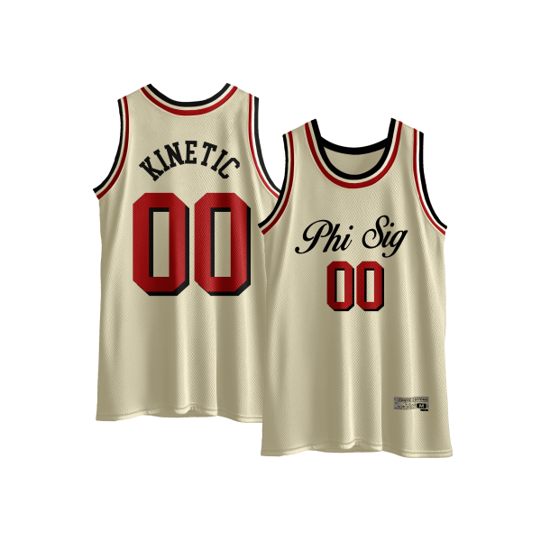 Phi Sigma Kappa - VIntage Cream Basketball Jersey Cheap