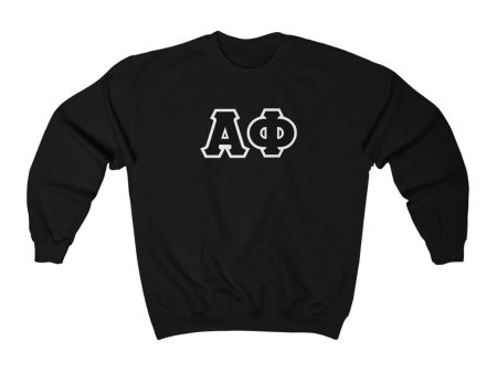 Alpha Phi Printed Letters | Black & White Border Crewneck Sale