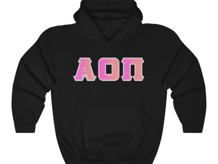 Alpha Omicron Pi Printed Letters | Bubble Gum Hoodie Sale