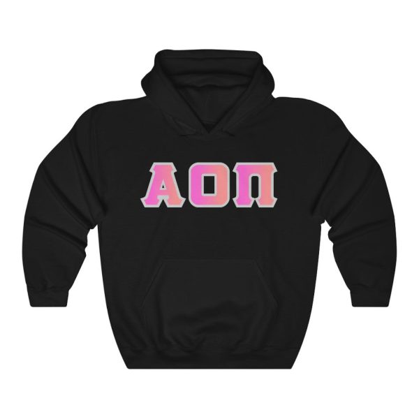 Alpha Omicron Pi Printed Letters | Bubble Gum Hoodie Sale