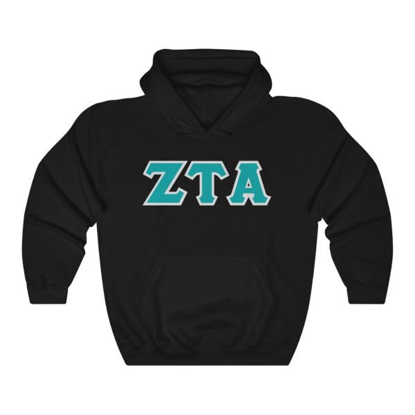 ZTA Printed Letters | Turquoise with Grey Border Hoodie on Sale