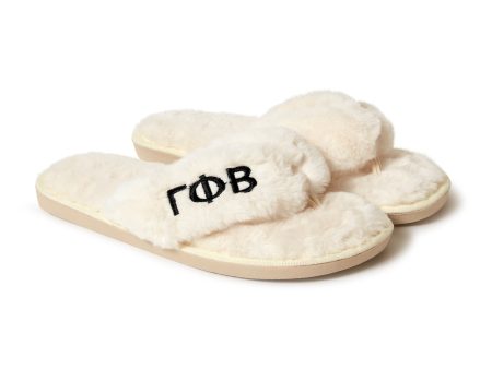 Gamma Phi Beta - Furry Slippers Women - With GPB Embroidery Logo Hot on Sale