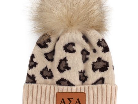 Alpha Sigma Alpha Leopard Design Beanie Hat Online now