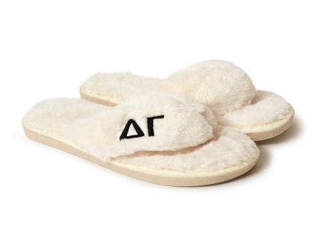 Delta Gamma - Furry Slippers Women - With DG Embroidery Logo Supply