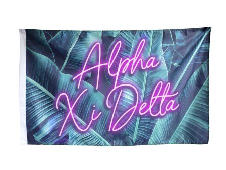 Alpha Xi Delta Neon Palm Flag Hot on Sale