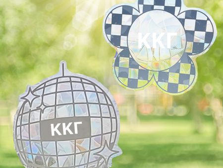 Kappa Kappa Gamma Suncatcher Decals- Set of 2: Flower & Disco Ball Online now