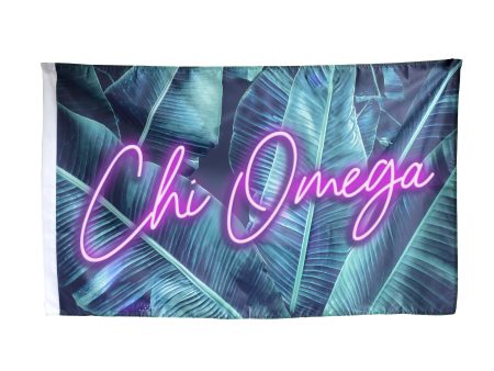 Chi Omega Neon Palm Flag Online now