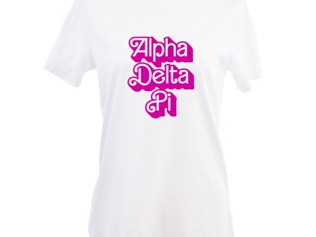 Alpha Delta Pi T-Shirt- Retro Dolly Sorority Name Design, Relaxed Fit Cheap