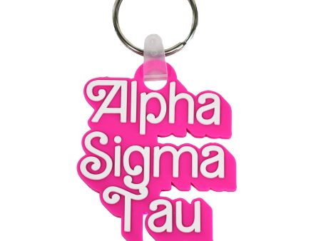 Alpha Sigma Tau Keychain- Retro Dolly Sorority Name Design Cheap