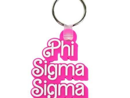 Phi Sigma Sigma Keychain- Retro Dolly Sorority Name Design Hot on Sale