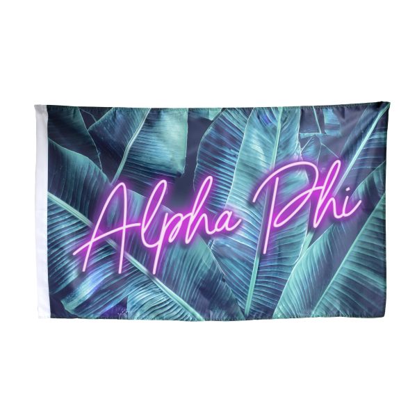 Alpha Phi Neon Palm Flag Online now