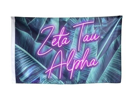 Zeta Tau Alpha Neon Palm Flag Cheap