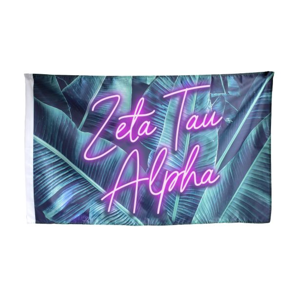 Zeta Tau Alpha Neon Palm Flag Cheap