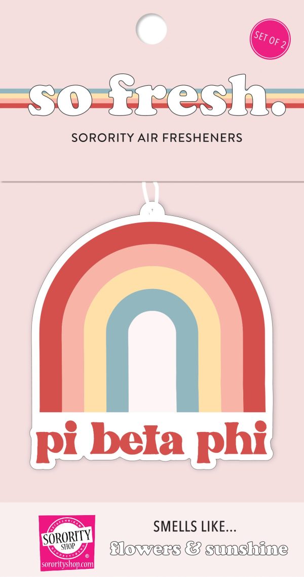 Pi Beta Phi Rainbow Retro Air Freshener - Flowers & Sunshine Scent on Sale