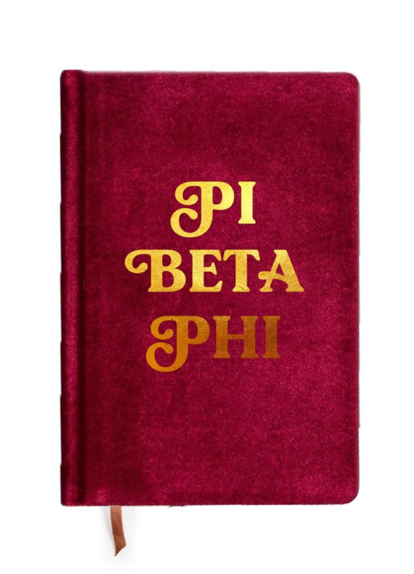 Pi Beta Phi Velvet Notebook with Gold Foil Imprint Sale