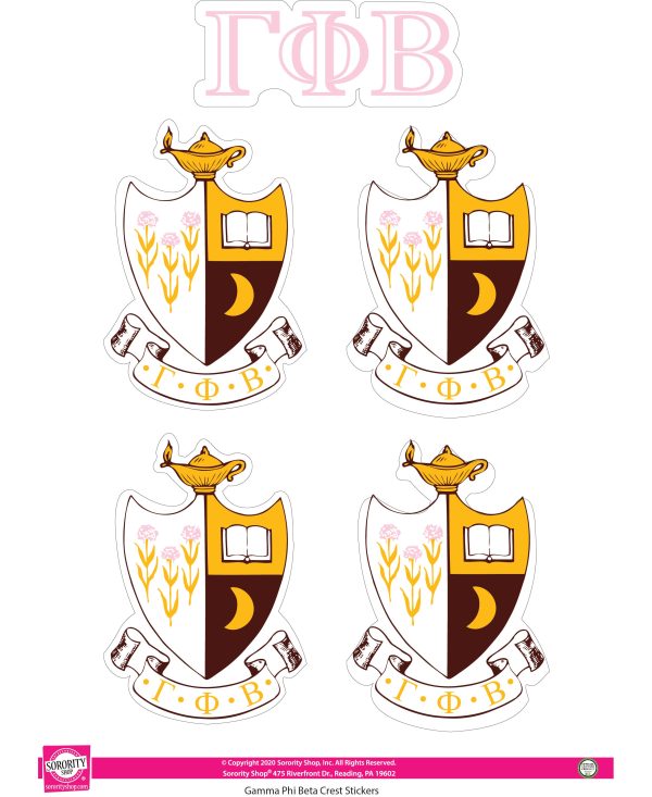 Gamma Phi Beta Crest Sticker Sheet Supply