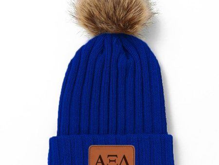 Alpha Xi Delta Pom Pom Beanie Hat Hot on Sale