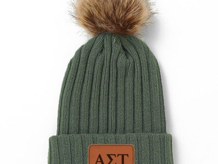 Alpha Sigma Tau Pom Pom Beanie Hat Supply