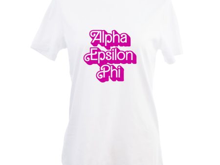 Alpha Epsilon Phi T-Shirt- Retro Dolly Sorority Name Design, Relaxed Fit For Discount