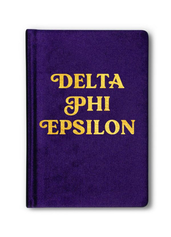 Delta Phi Epsilon Velvet Notebook with Gold Foil Imprint on Sale