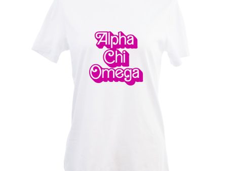 Alpha Chi Omega T-Shirt- Retro Dolly Sorority Name Design, Relaxed Fit Cheap