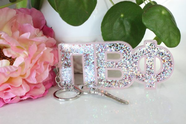 Pi Beta Phi Glitter Sorority Keychain Sale