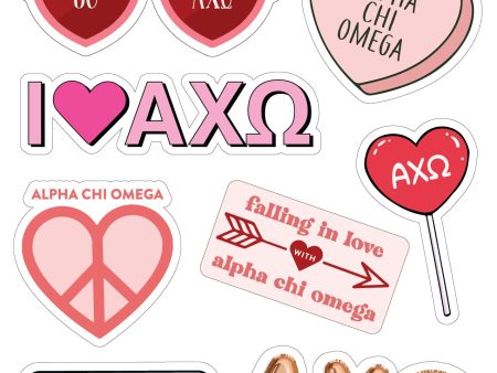 Alpha Chi Omega - Sticker Sheet- Love Theme Online now