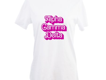 Alpha Gamma Delta T-Shirt- Retro Dolly Sorority Name Design, Relaxed Fit on Sale