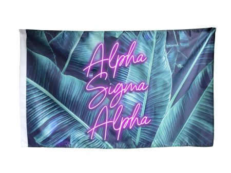 Alpha Sigma Alpha Neon Palm Flag Hot on Sale