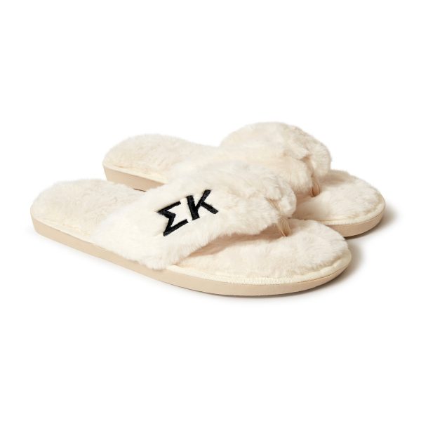 Sigma Kappa - Furry Slippers Women - With SK Embroidery Logo For Discount