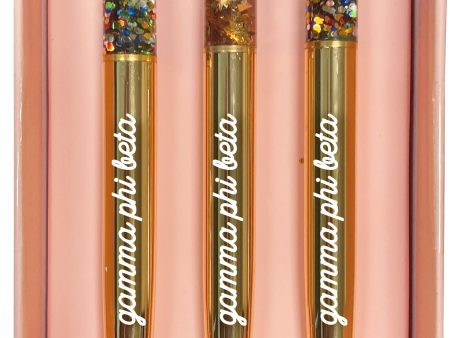 Gamma Phi Beta Glitter Pens (Set of 3) For Sale